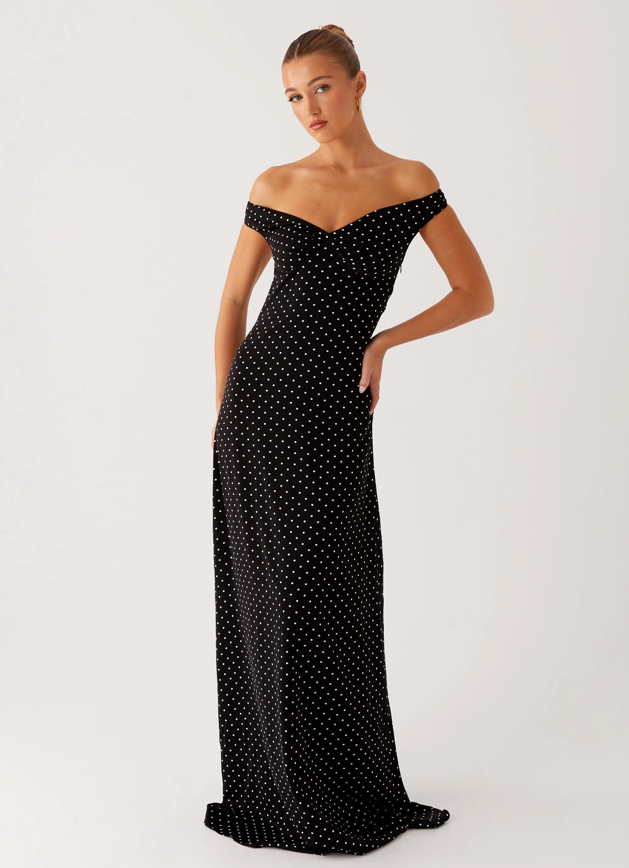 Quiet Sweet Melany Maxi Dress - Black Polka Dot