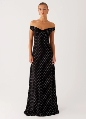 Smart Blend Melany Maxi Dress - Black Polka Dot