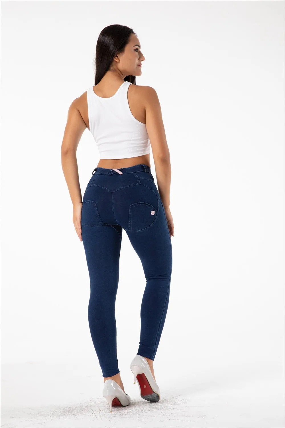 Melody Shaping Pants Regular Mid Waist Dark Blue Denim