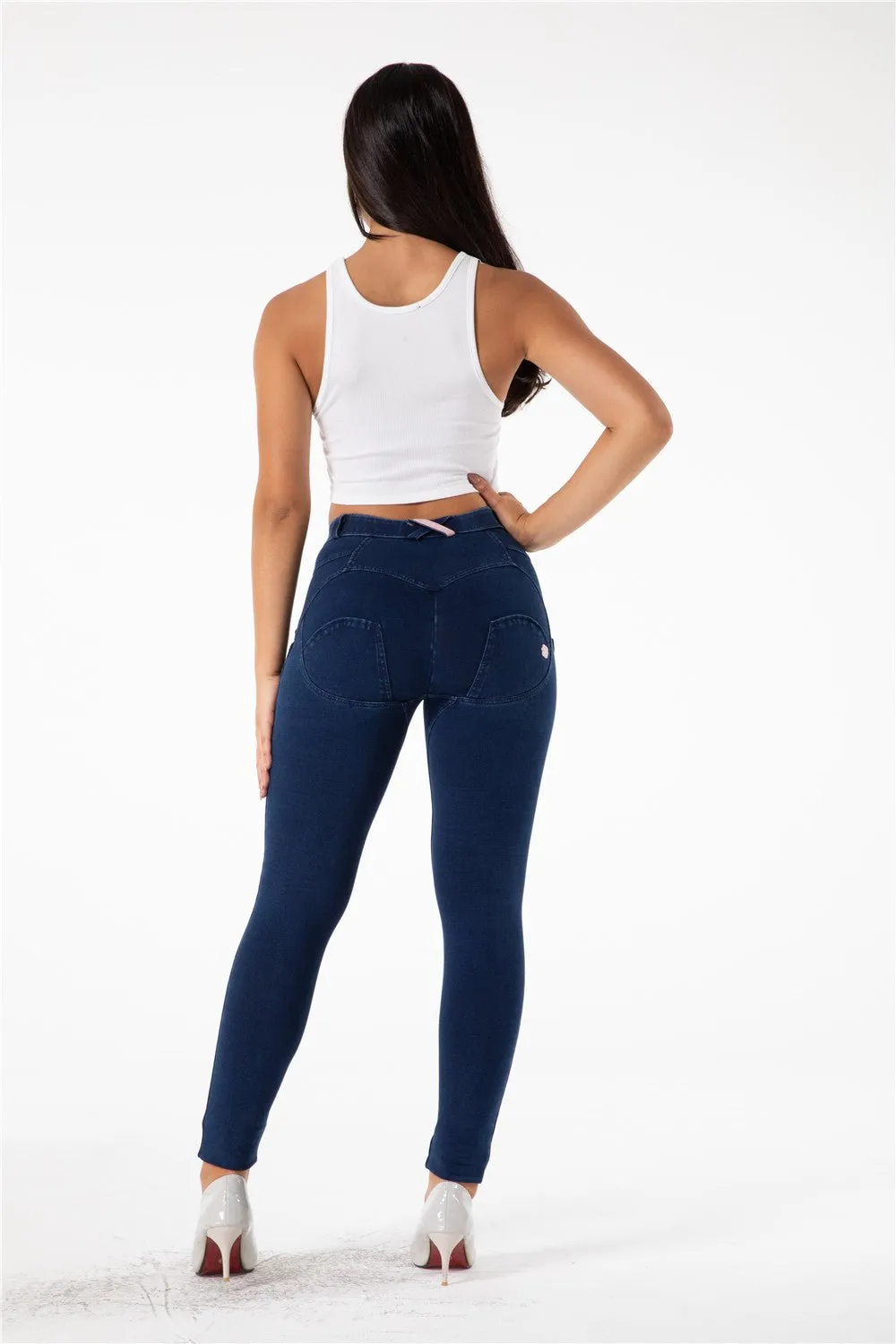 Melody Shaping Pants Regular Mid Waist Dark Blue Denim