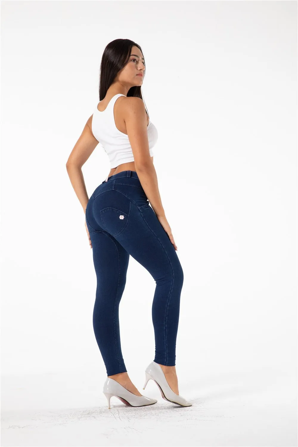 Melody Shaping Pants Regular Mid Waist Dark Blue Denim