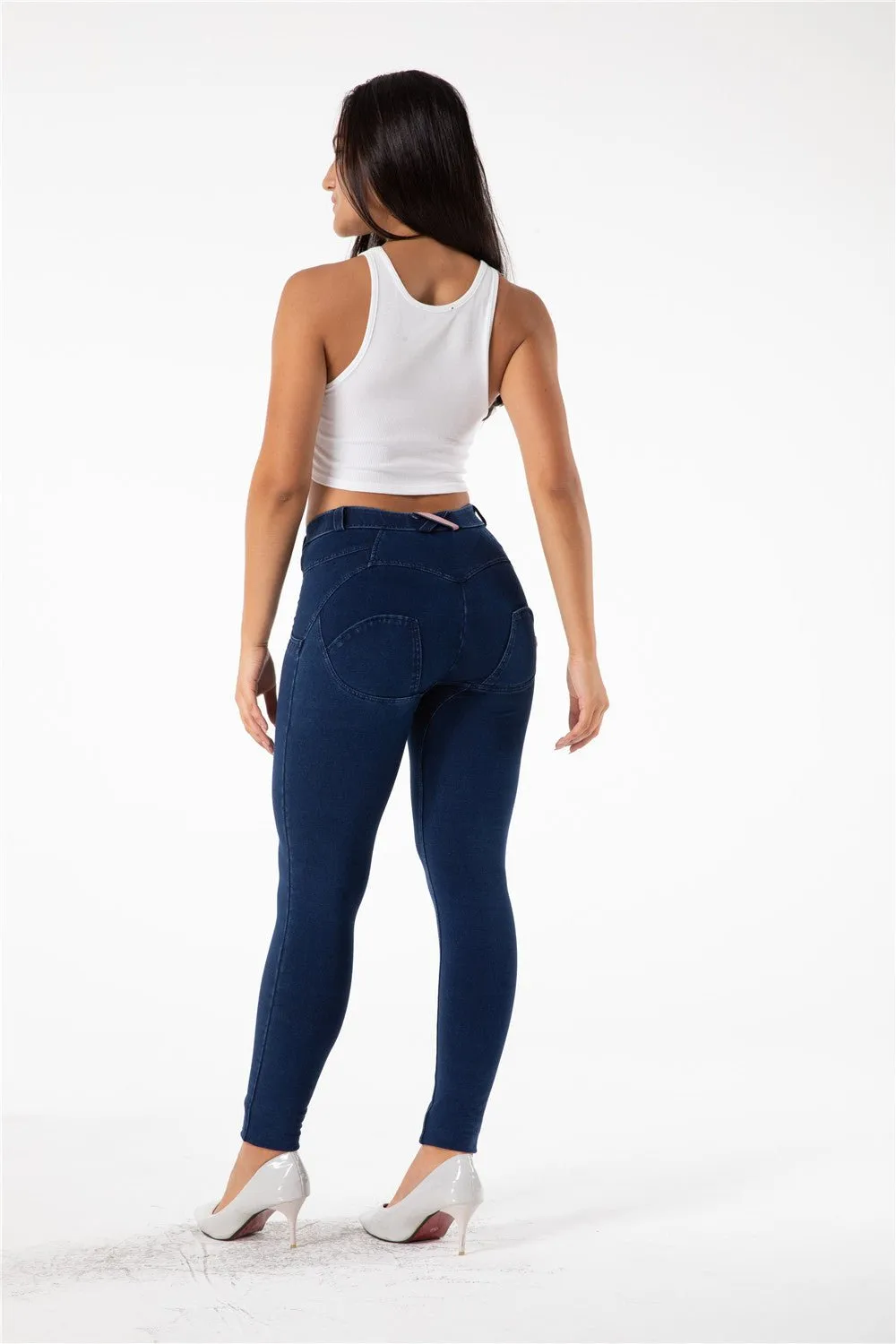 Melody Shaping Pants Regular Mid Waist Dark Blue Denim
