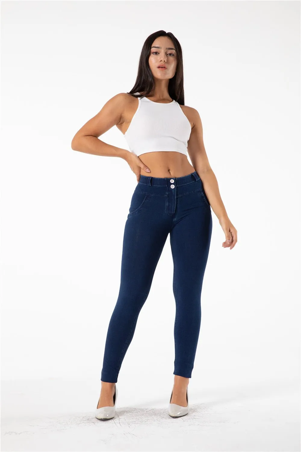 Melody Shaping Pants Regular Mid Waist Dark Blue Denim