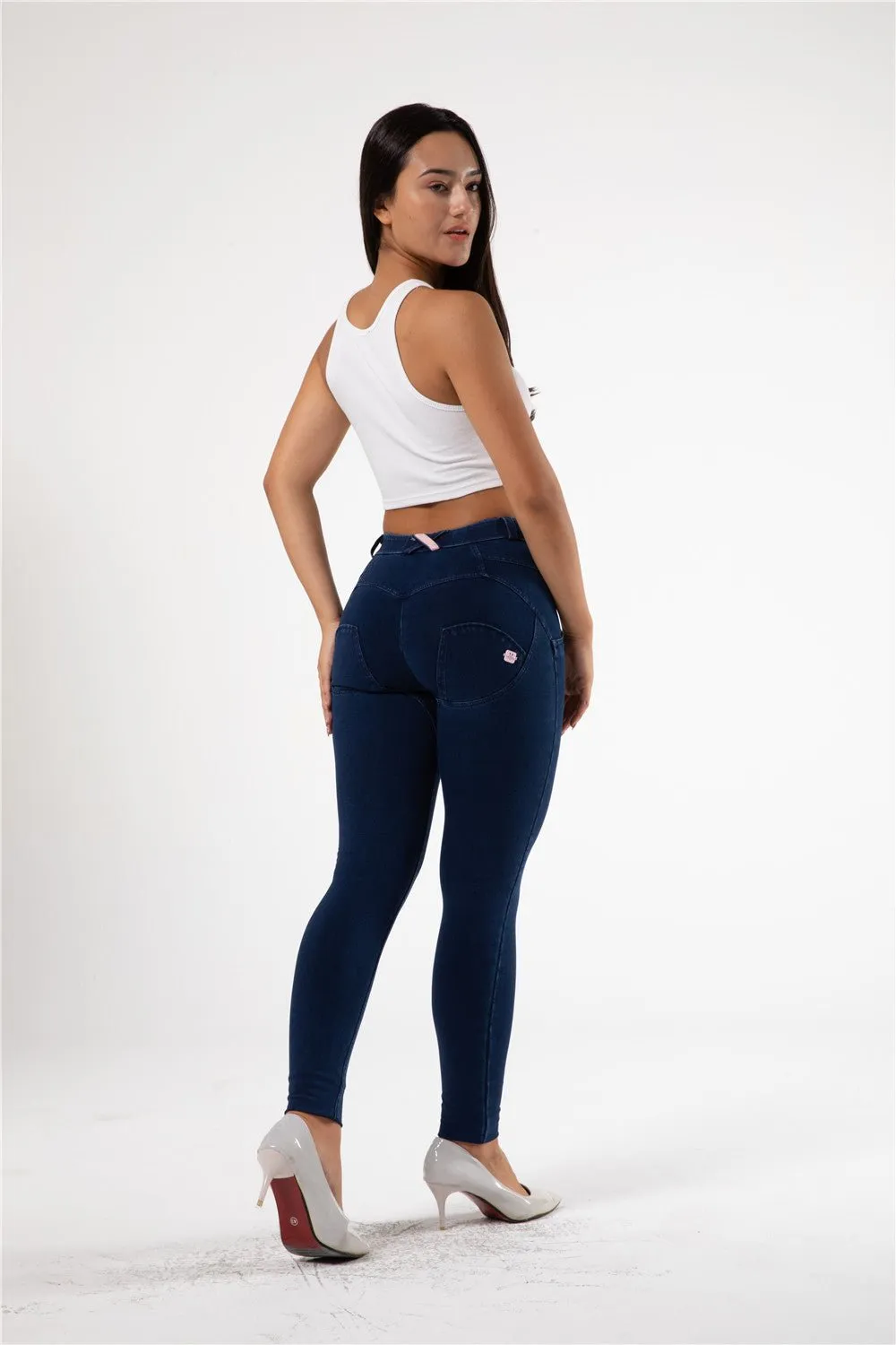 Melody Shaping Pants Regular Mid Waist Dark Blue Denim