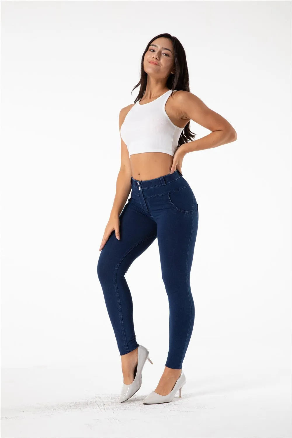 Melody Shaping Pants Regular Mid Waist Dark Blue Denim