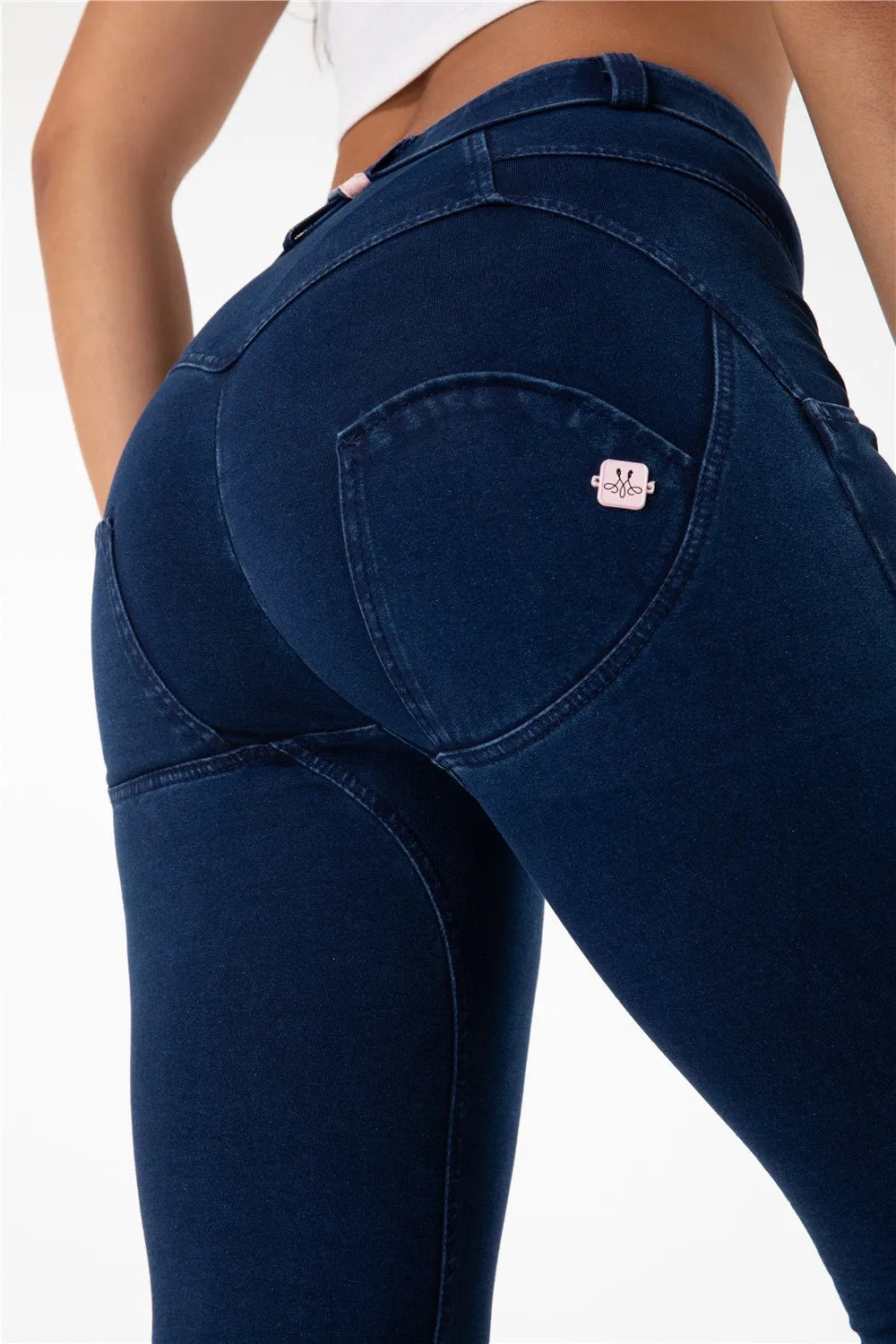 Melody Shaping Pants Regular Mid Waist Dark Blue Denim