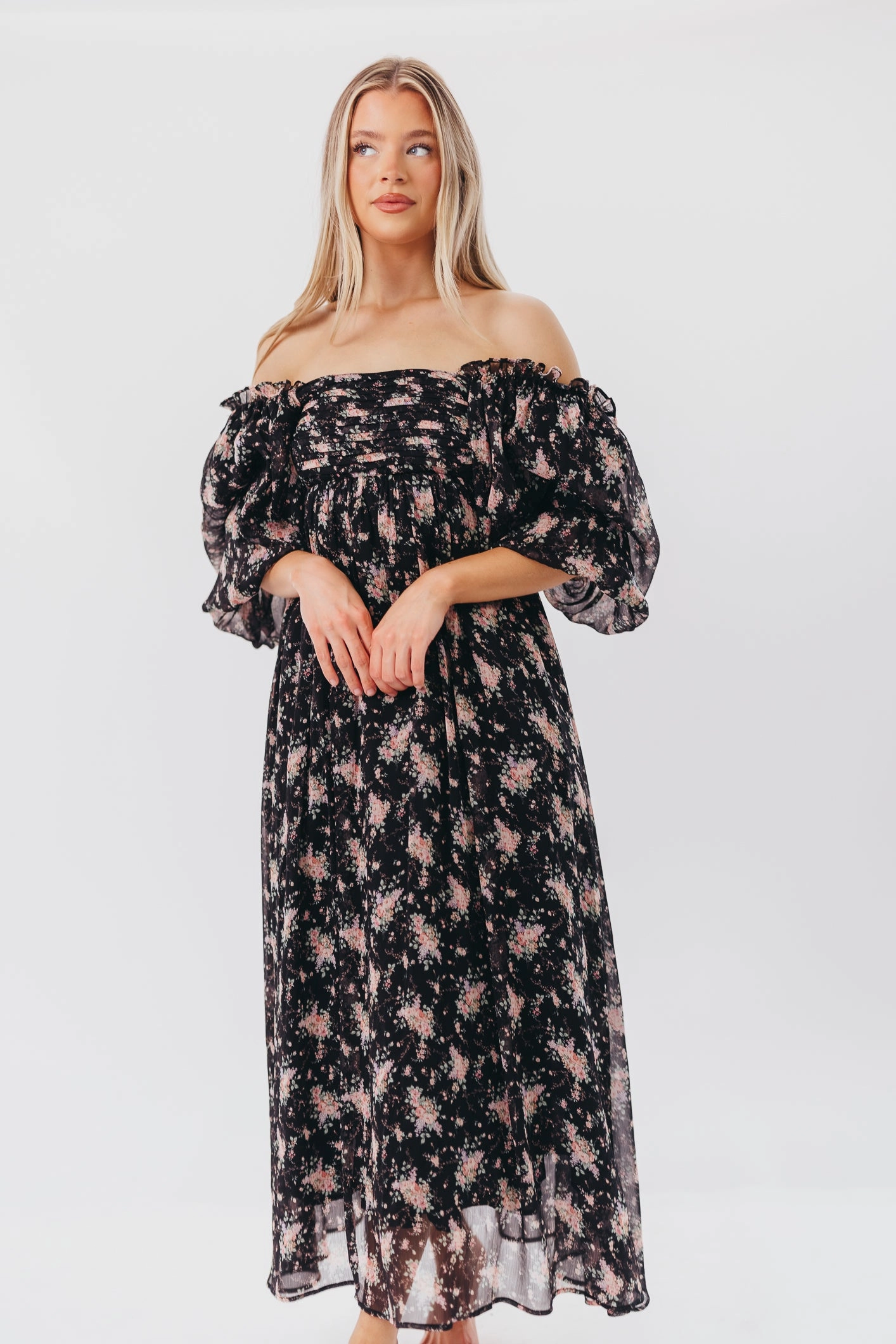 FadeResistantColor Classic Grace Melody Maxi Dress in Black - Bump Friendly & Inclusive Sizing (S-3XL)