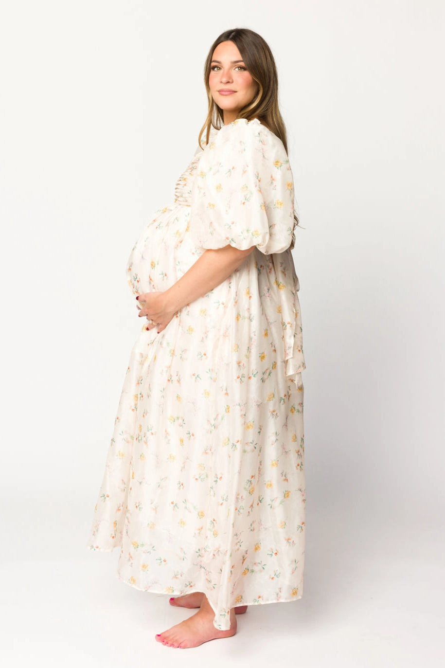 Melody Maxi Dress with Pleats and Bow Detail in Yellow Rose Floral - Bump Friendly & Inclusive Sizing (S-3XL) *Final-Sale* Bow Glow Charming Design