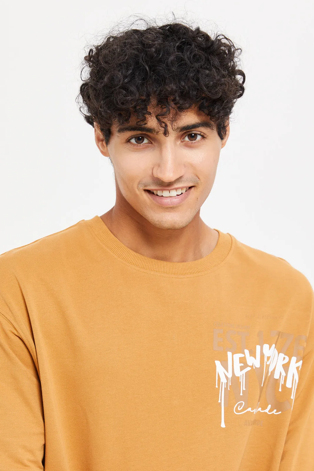 Men Mustard Lounge T-Shirt