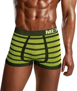Mens Boxer Briefs Men Striped Printed Breathable Mid Waist Sexy Stretch Boxer Briefs