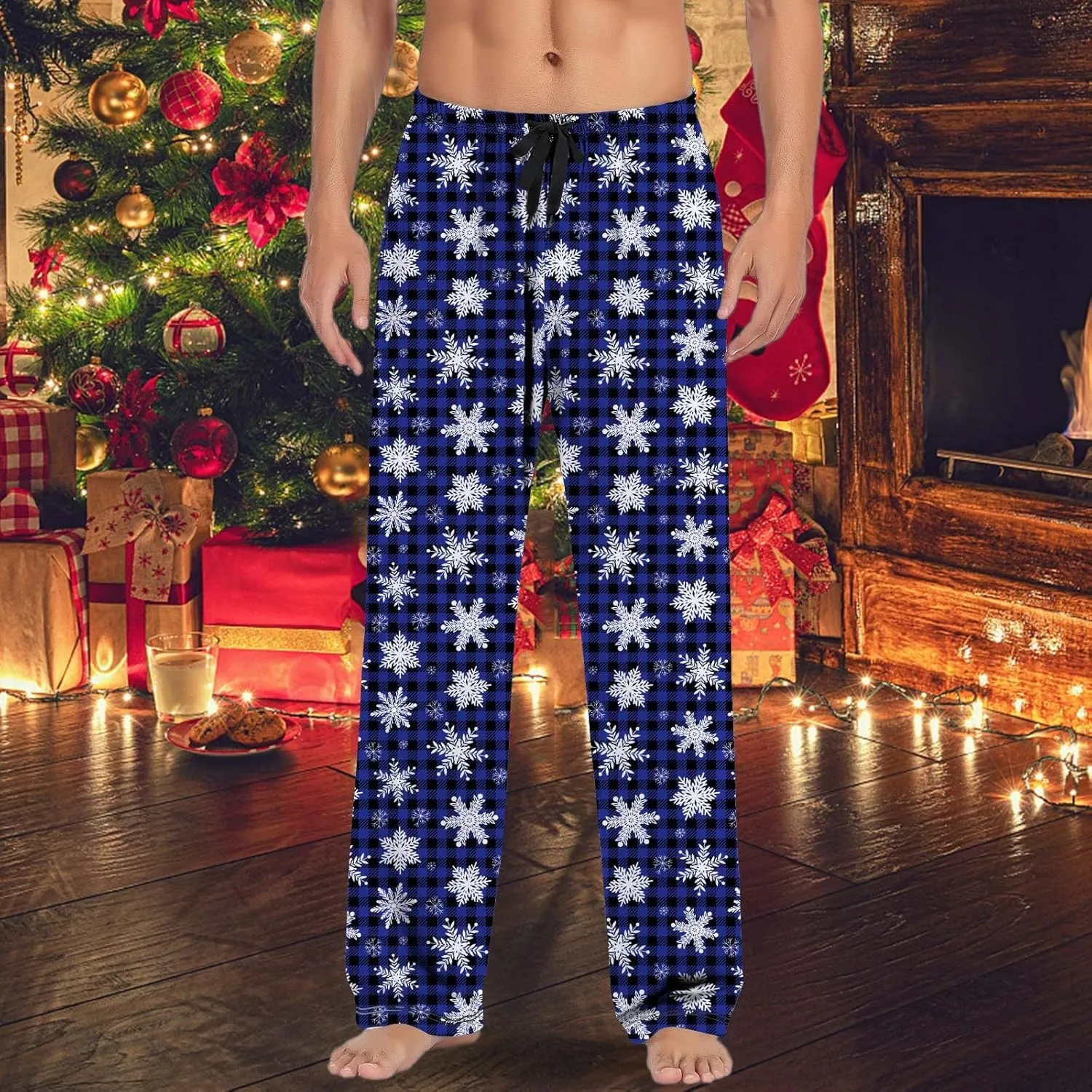 Mens Christmas Pajama Pants Pants Pajama Pants with Drawstring and Pockets Pj Pants Red and Black Plaid Pajama Pants