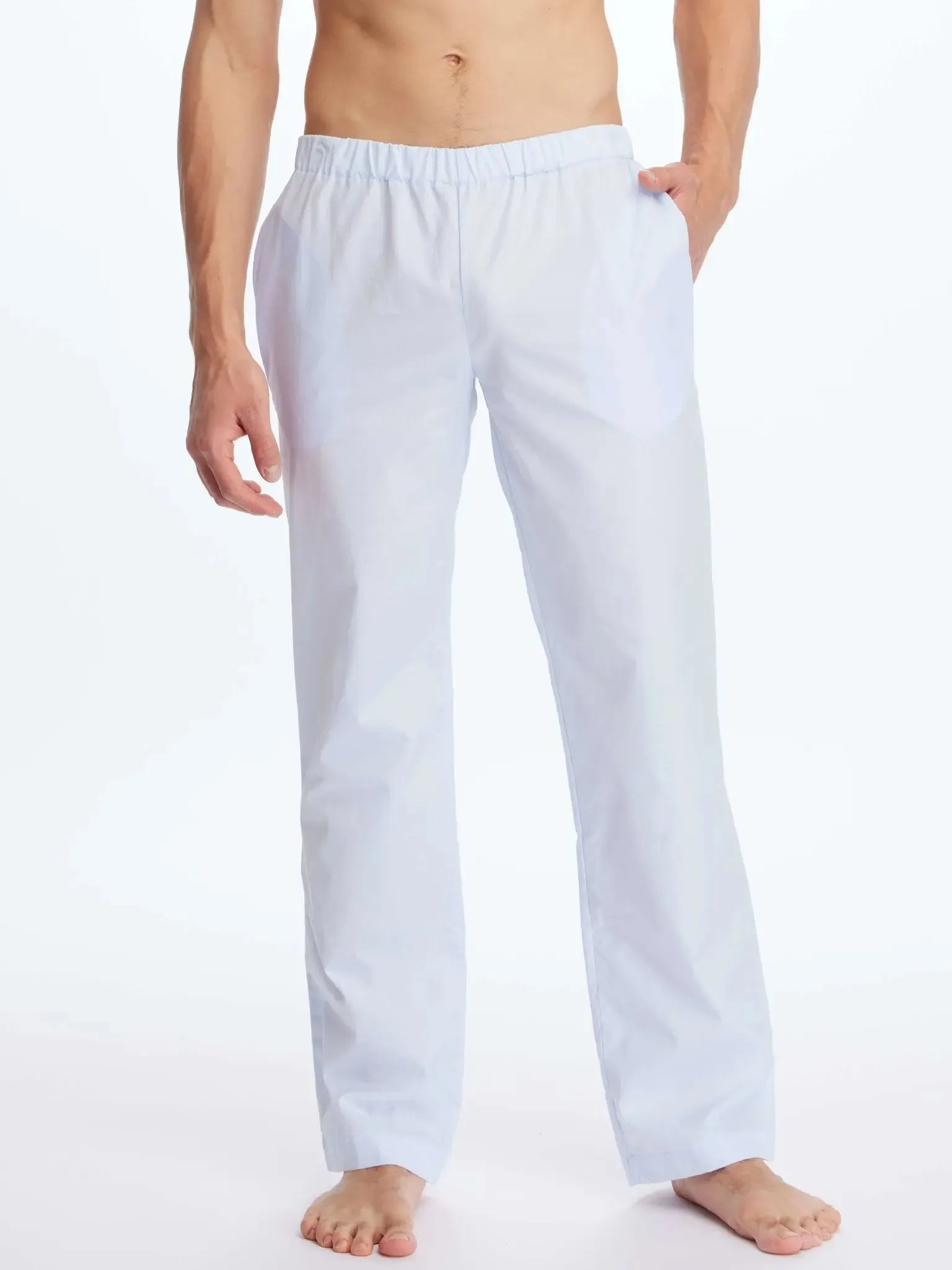 Men's Cotton Pajama Pant In Blue Poplin