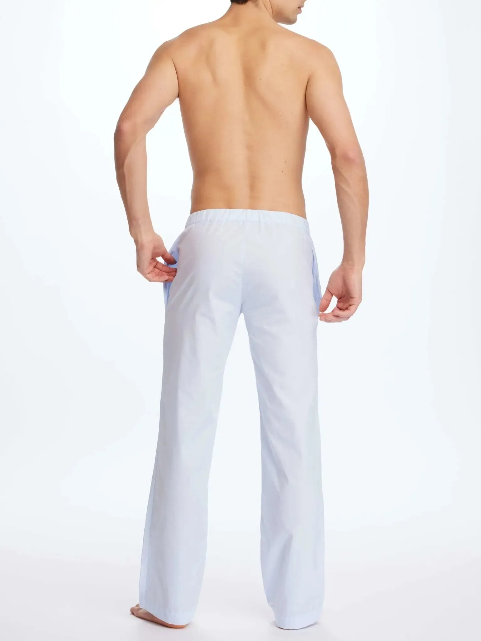 Men's Cotton Pajama Pant In Blue Poplin