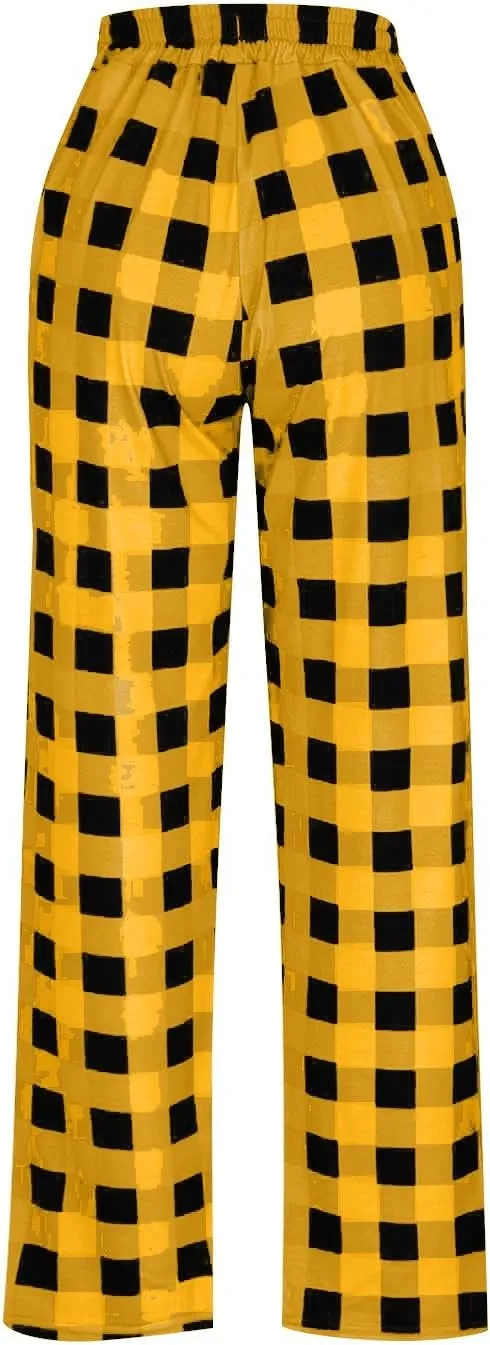 Mens Flannel Plaid Pajama Pants,Casual Loose Wide Leg Sleep Lounge Long Pants Comfy Soft Trousers with Pockets