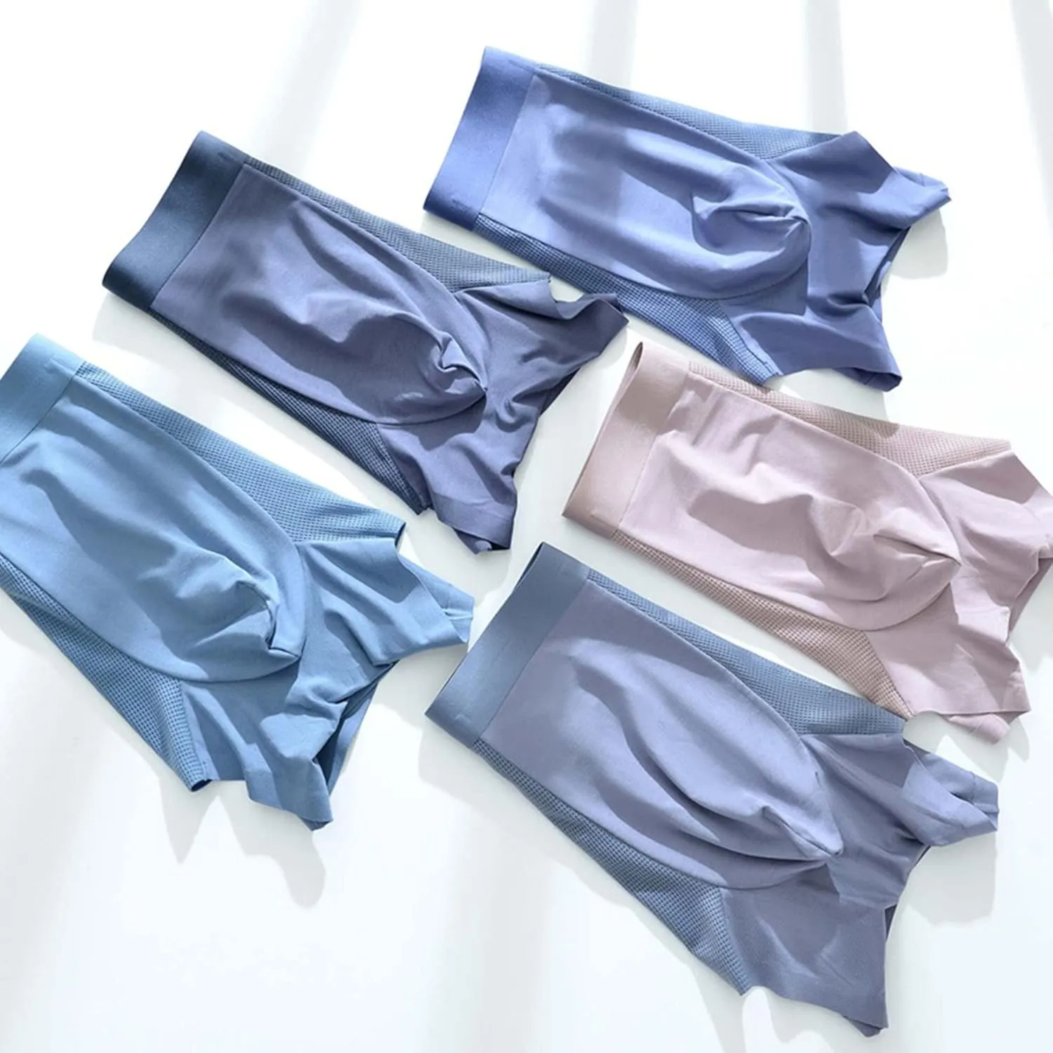 Men's Ice Mesh Boxer Briefs Breathable Seamless Underpants Sports Underwear