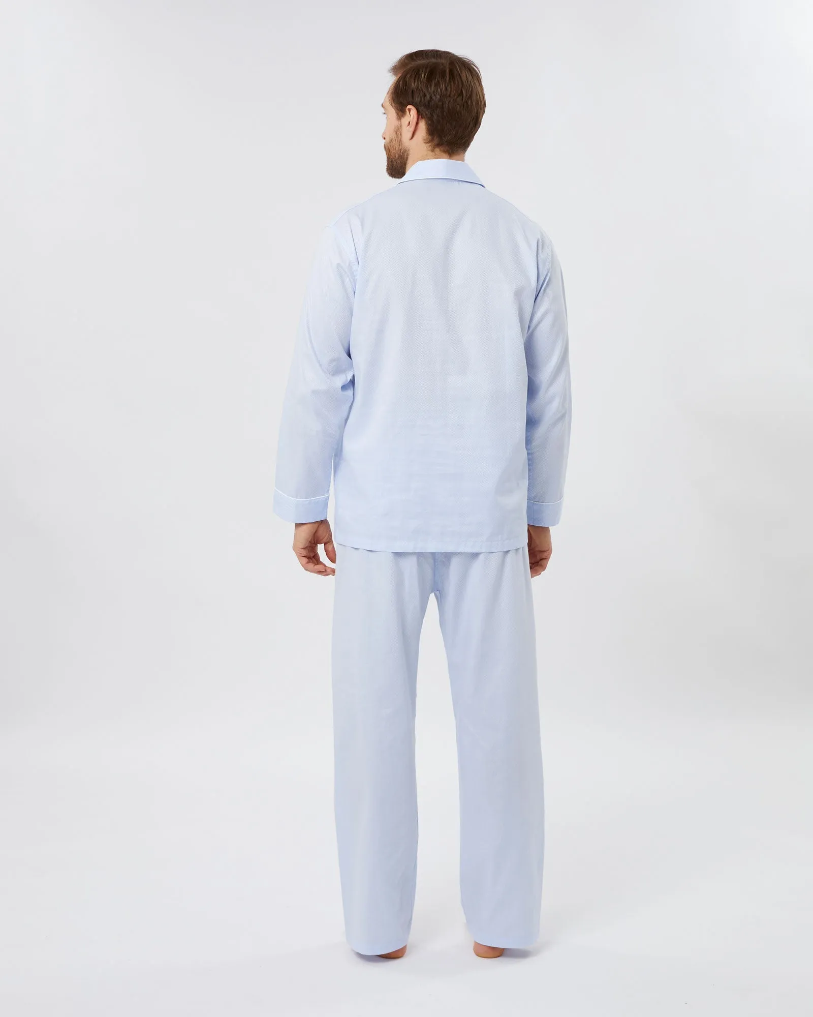 Men's Jacquard Cotton Pajamas - Blue