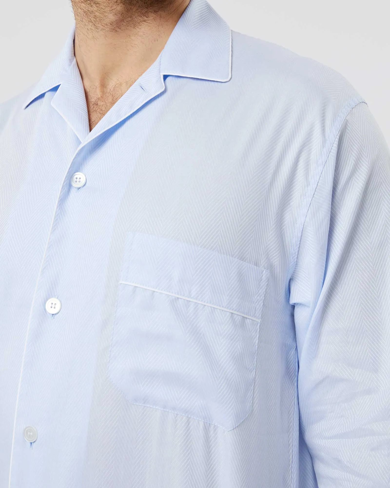 Men's Jacquard Cotton Pajamas - Blue
