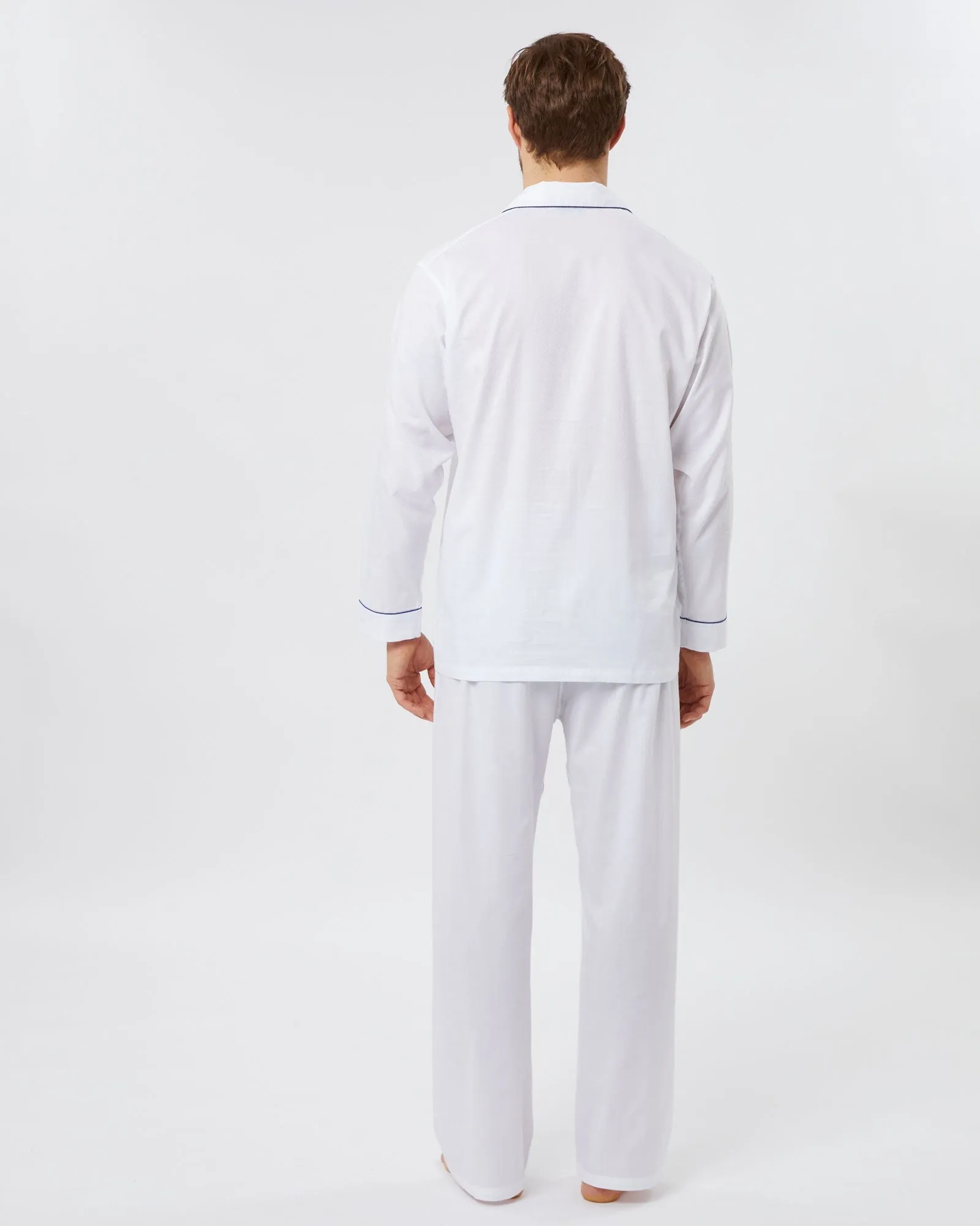Men's Jacquard Cotton Pajamas - White