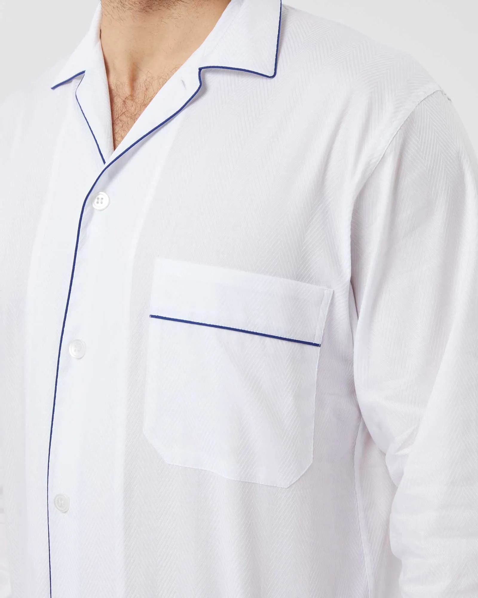 Men's Jacquard Cotton Pajamas - White