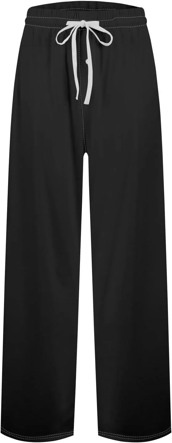 Men's Pajama Bottoms Cotton Comfy Drawstring Waist Sleep Lounge Pants with Pockets Loose Fit Pajama Pants