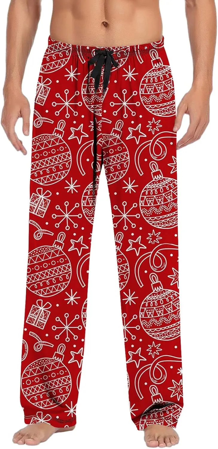 Mens Pajama Bottoms Pants with Drawstring and Pockets Lounge Pants Men Couples Christmas Pajamas Mens Pj Family