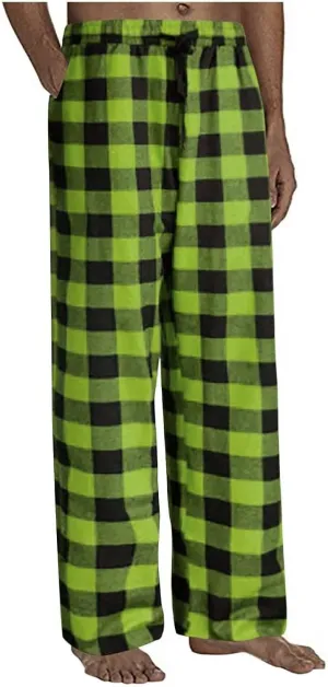Mens Pajama Pants 2024 Mens Heavyweight Flannel Plaid Pajama Pants Cotton Sleep Lounge Pant Purple Pajama Pants