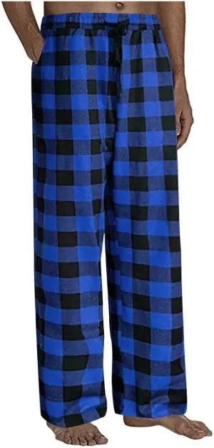 Mens Pajama Pants 2024 Mens Heavyweight Flannel Plaid Pajama Pants Cotton Sleep Lounge Pant Purple Pajama Pants