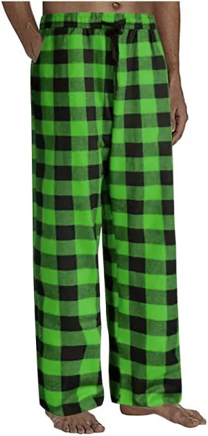 Mens Pajama Pants 2024 Mens Heavyweight Flannel Plaid Pajama Pants Cotton Sleep Lounge Pant Purple Pajama Pants