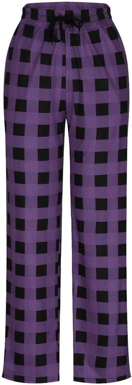 Mens Pajama Pants 2024 Mens Heavyweight Flannel Plaid Pajama Pants Cotton Sleep Lounge Pant Purple Pajama Pants
