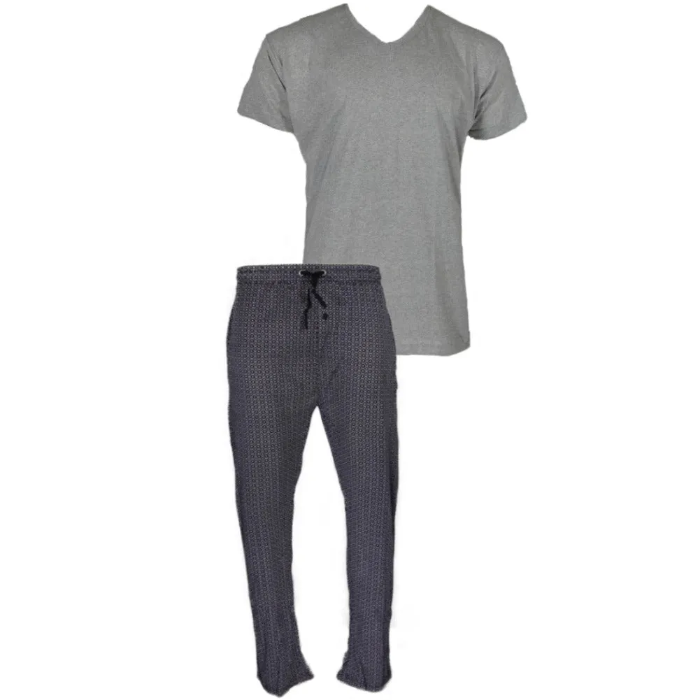 Men's Pajama Set Super Soft 2pcs Short Sleeve Top and Bottom Cozy Sleep Set