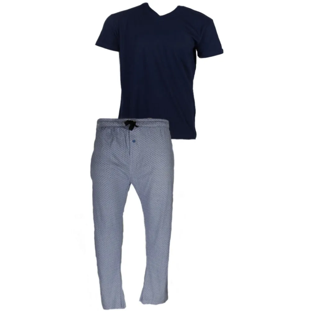 Men's Pajama Set Super Soft 2pcs Short Sleeve Top and Bottom Cozy Sleep Set
