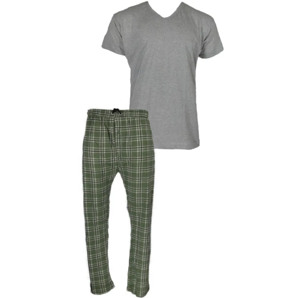 Men's Pajama Set Super Soft 2pcs Short Sleeve Top and Bottom Cozy Sleep Set
