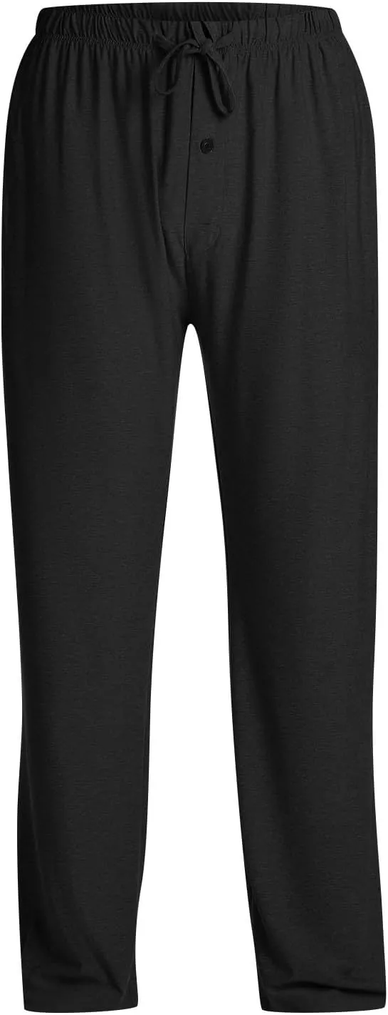 Mens Pj Pants Loose Fit Soft Open Leg Cotton Pajama Pants Comfy Sleep Pants Lightweight Pajama Bottoms with Pockets