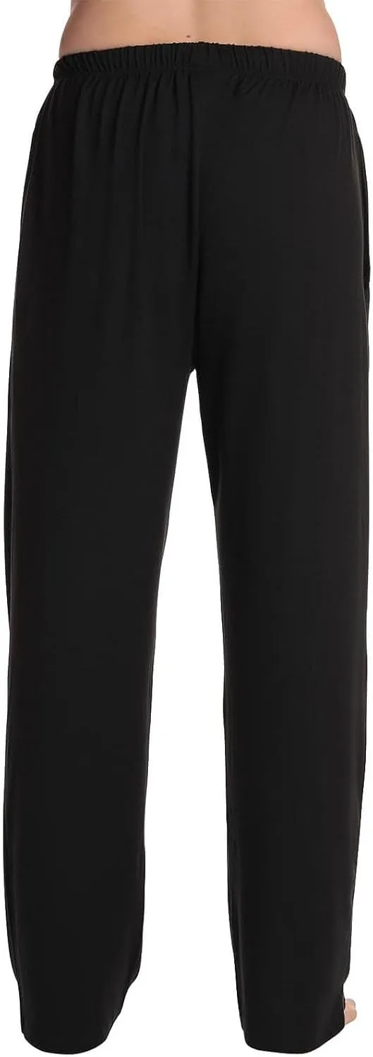 Mens Pj Pants Loose Fit Soft Open Leg Cotton Pajama Pants Comfy Sleep Pants Lightweight Pajama Bottoms with Pockets
