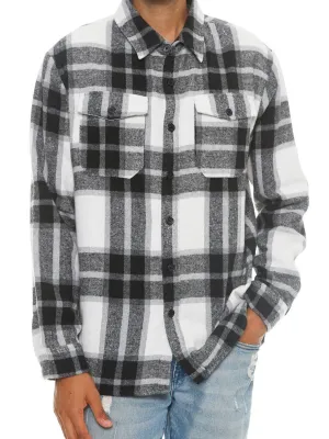 Men's Plaid Soft Flannel Shirt in Black/White