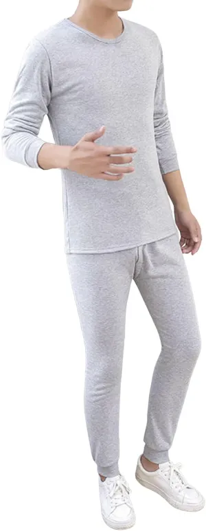 Men's Sleepwear 2Pc Sets Winter Fleece Lounge Pants Long Sleeve Tops Underwear Sleepwear Comfortable Loungewear