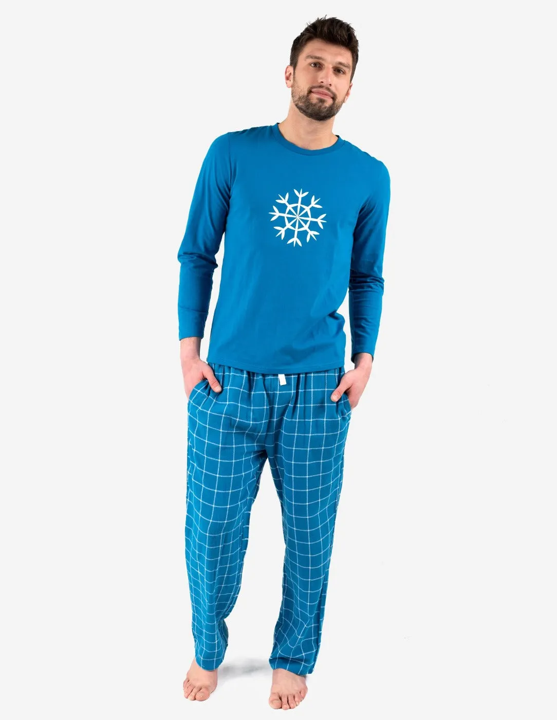 Mens Snowflake Flannel Set