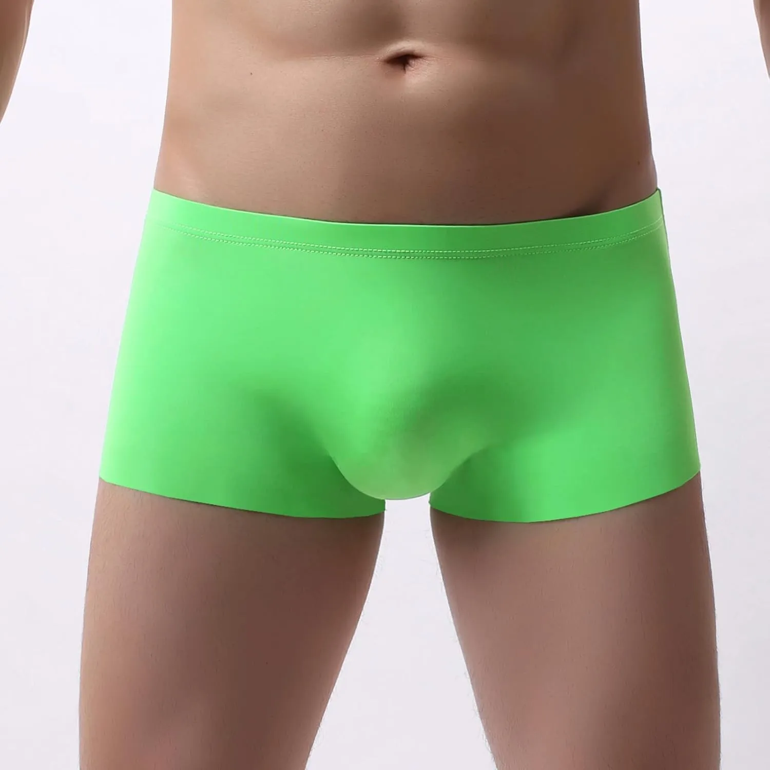 Men's Traceless Underwear Ice Silk Boxer Brief Breathable Seamless Sexy See-Through Transparent Briefs