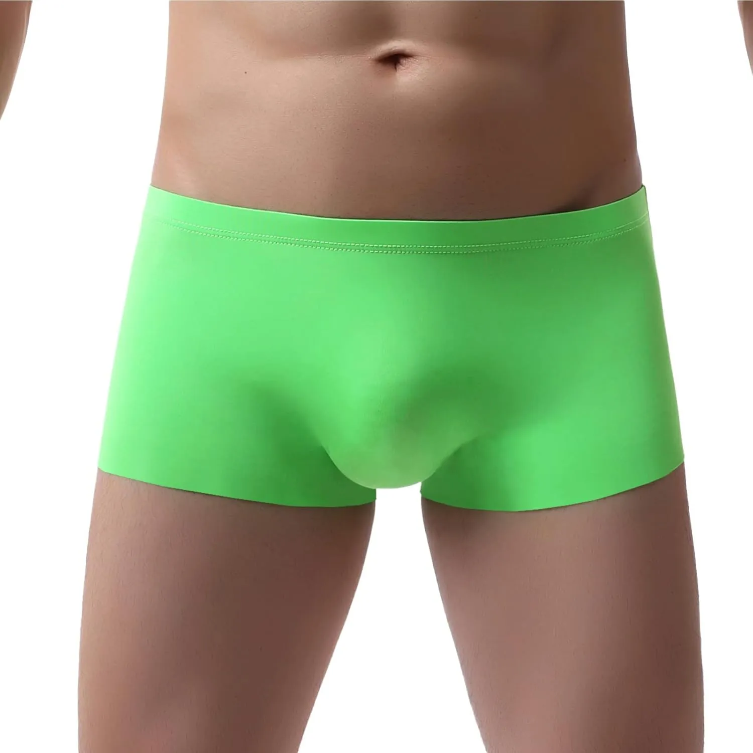 Men's Traceless Underwear Ice Silk Boxer Brief Breathable Seamless Sexy See-Through Transparent Briefs