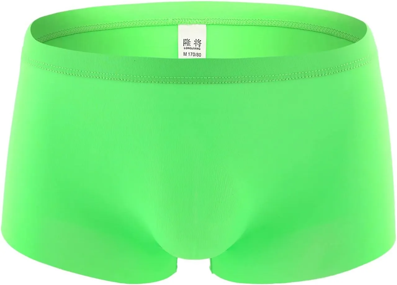 Men's Traceless Underwear Ice Silk Boxer Brief Breathable Seamless Sexy See-Through Transparent Briefs