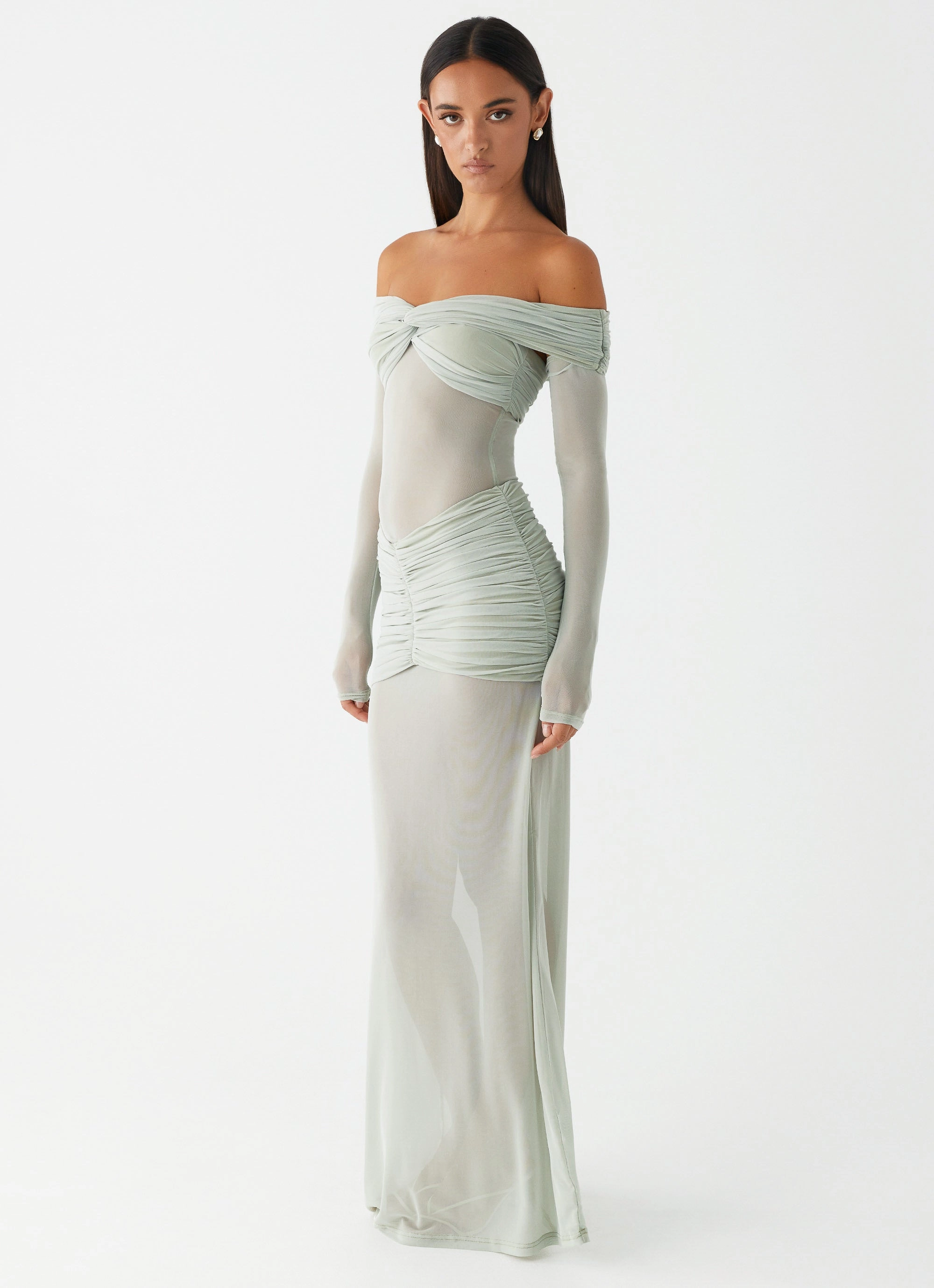 Mercy Maxi Dress - Sage Stain-Resistant Warm Touch