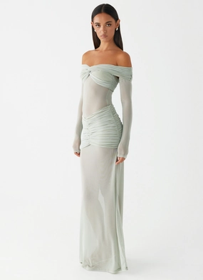 Mercy Maxi Dress - Sage Stain-Resistant Warm Touch