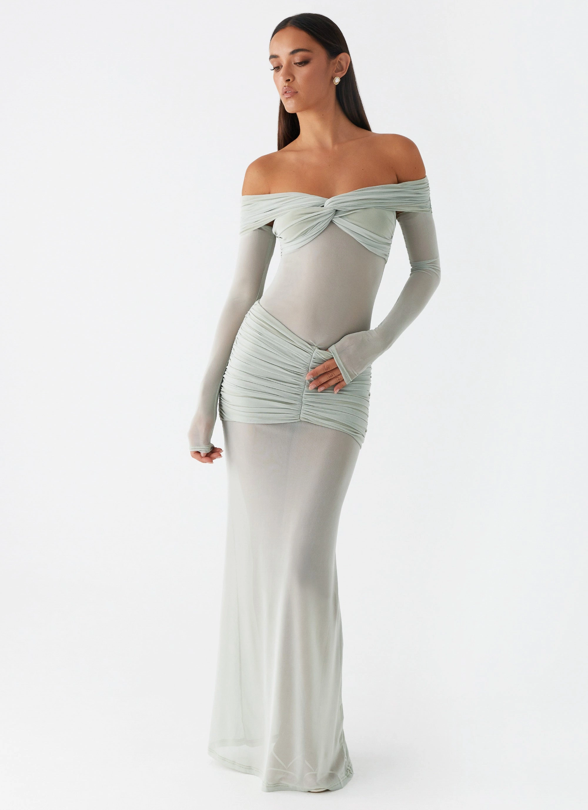 Mercy Maxi Dress - Sage Sunset Glow Lace Soft