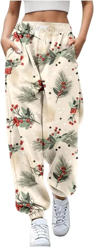 Merry Christmas Sweatpants Sweatpants Workout Active Joggers Pants Baggy Bottoms Winter Christmas Printed Christmas