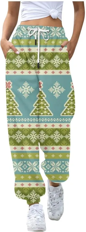 Merry Christmas Sweatpants Sweatpants Workout Active Joggers Pants Baggy Bottoms Winter Christmas Printed Christmas