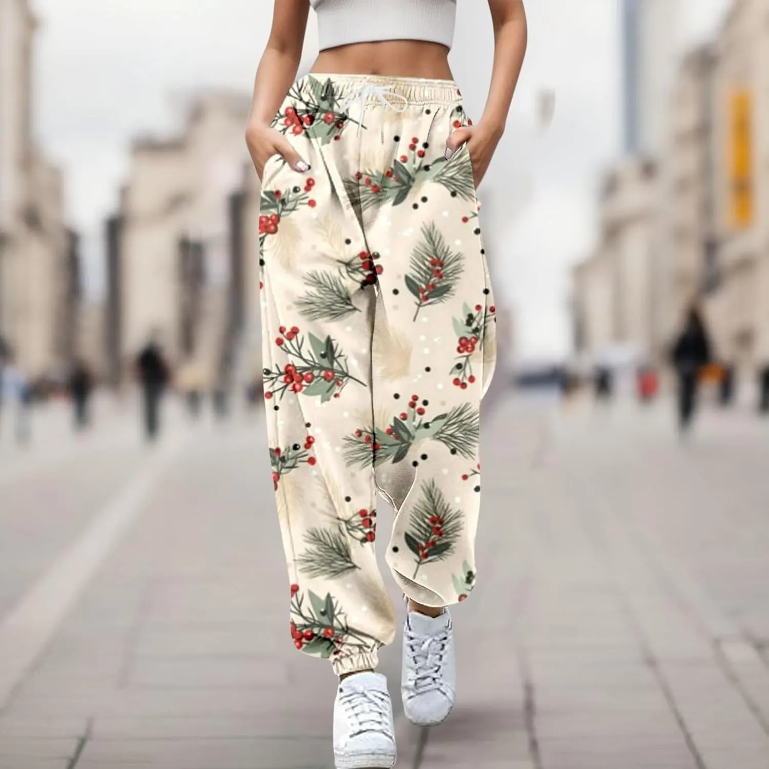 Merry Christmas Sweatpants Sweatpants Workout Active Joggers Pants Baggy Bottoms Winter Christmas Printed Christmas