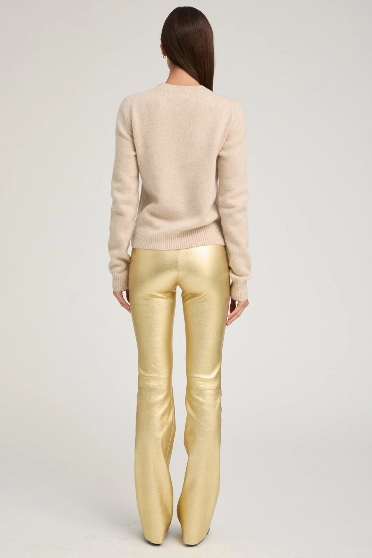 Metallic Gold Leather Micro Flare Non Irritating