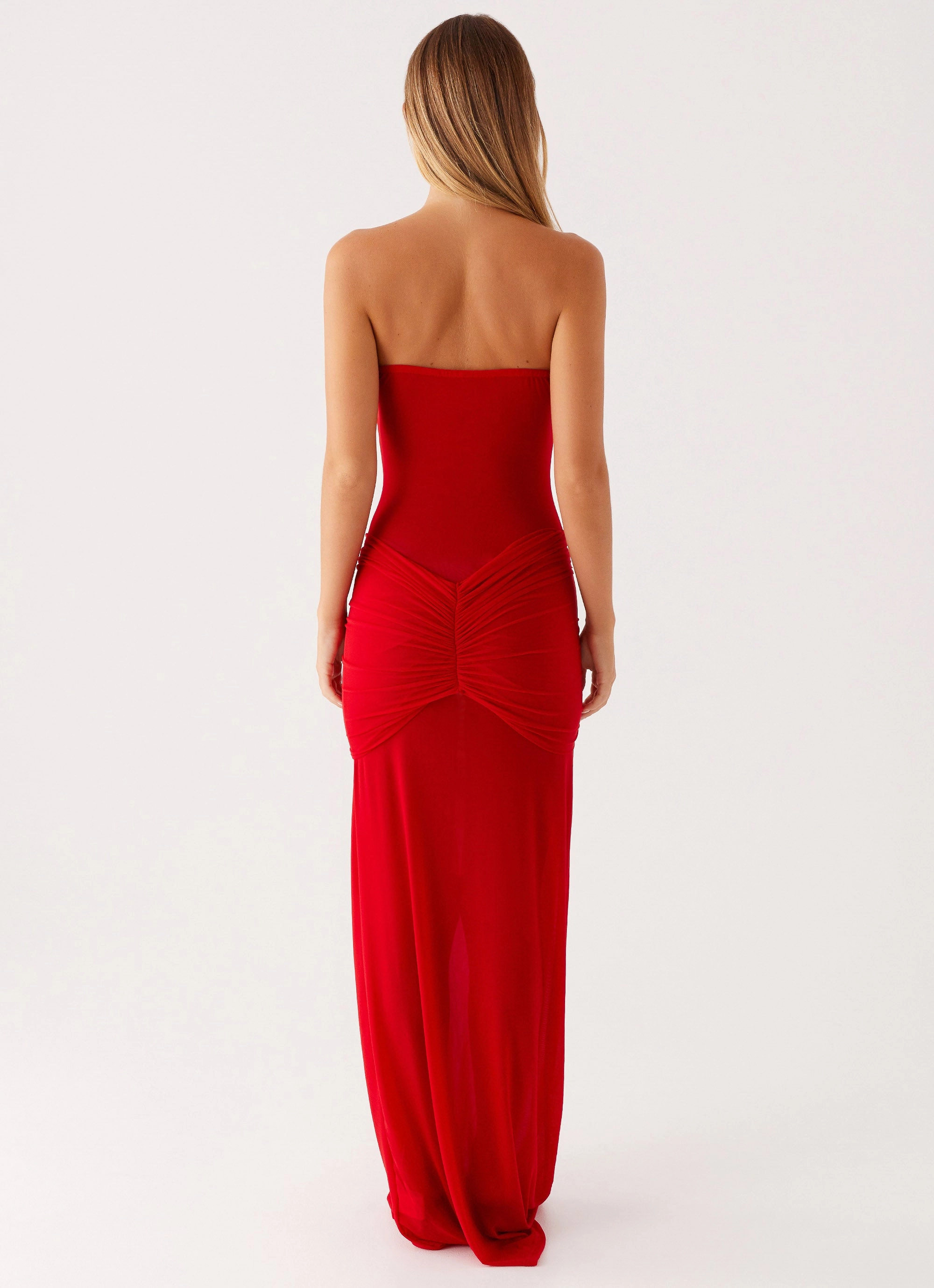Plus Fit Ottilie Mesh Maxi Dress - Red