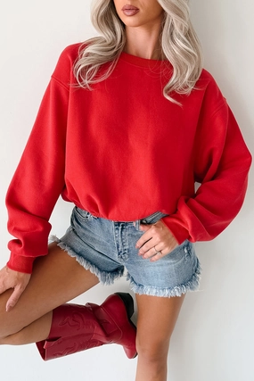 EasyCare Fabric Right At Home Elastic Hem Sweatshirt (Red)