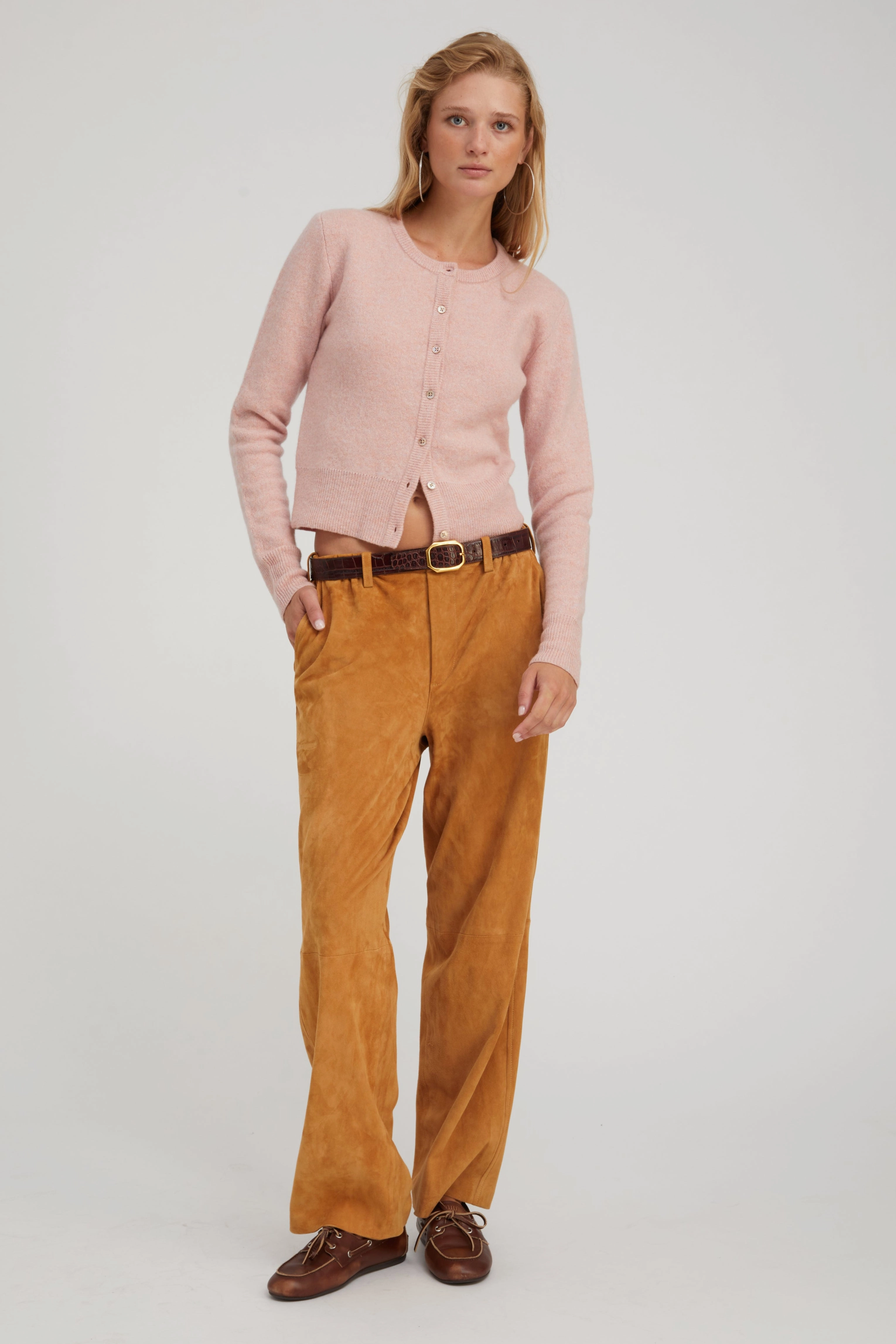 Nutmeg Suede Relaxed Trousers Layered Look